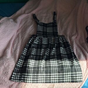 SHEIN Black and White Plaid Kids Dress